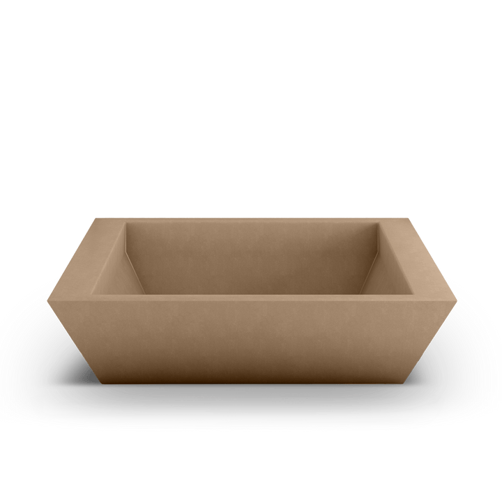 Newport Shallow GFRC Planter in Adobe Buff Color - top view