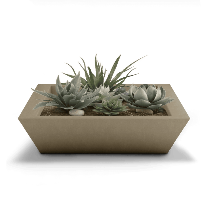 Newport Shallow GFRC Planter in Sandstone Color - planted