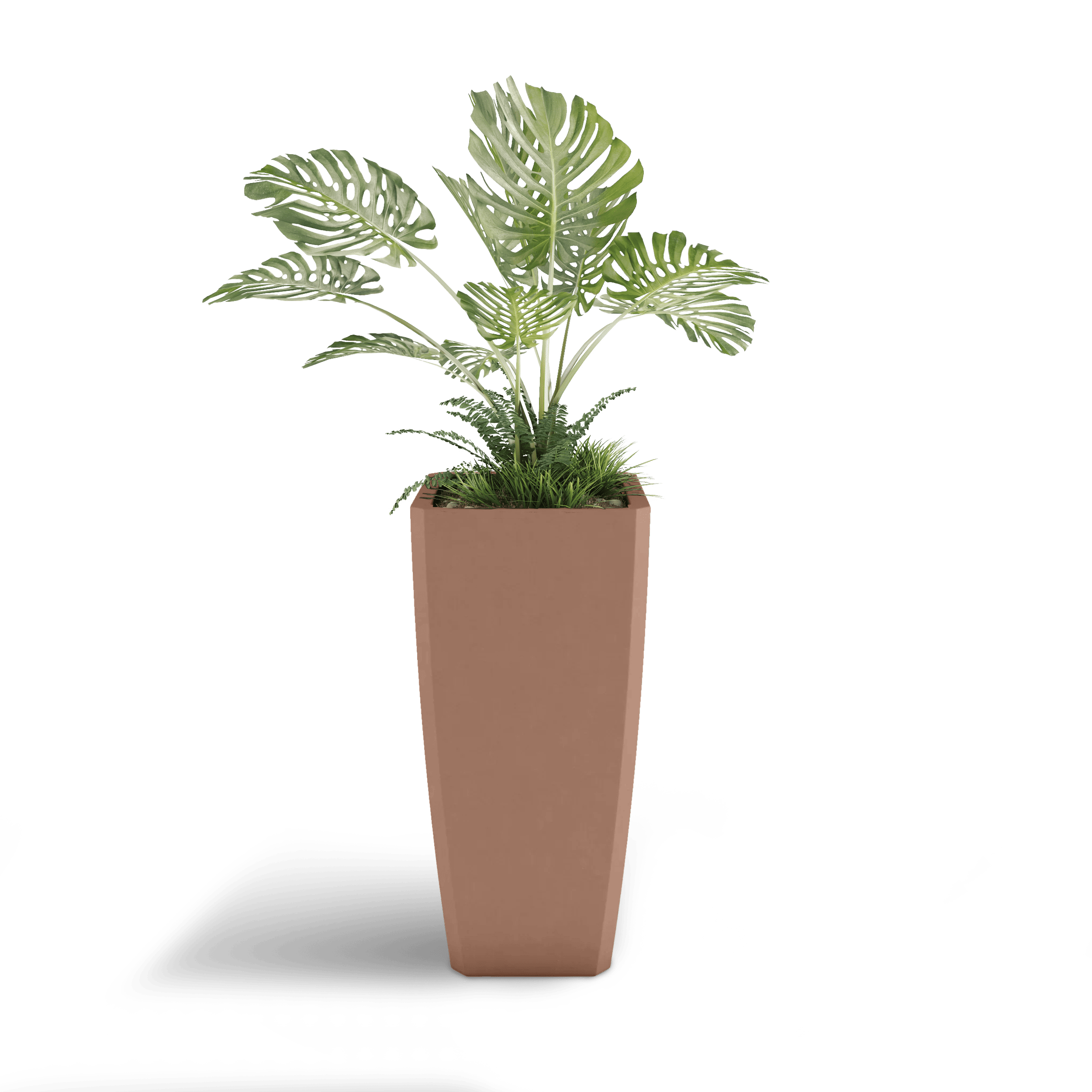 Quartet GFRC Planter in Antique Rose Color - planted