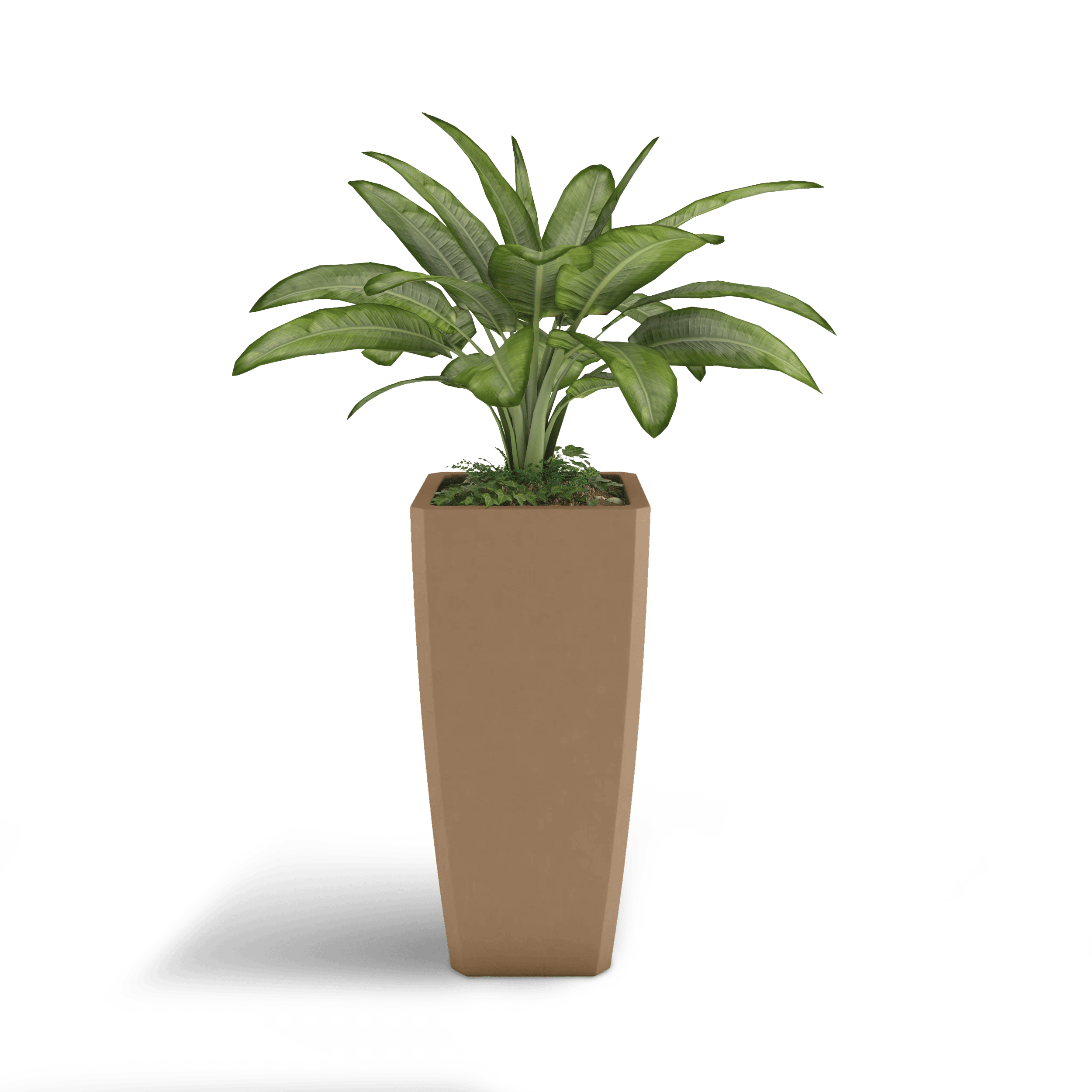 Quartet GFRC Planter in Cappuccino Color - planted