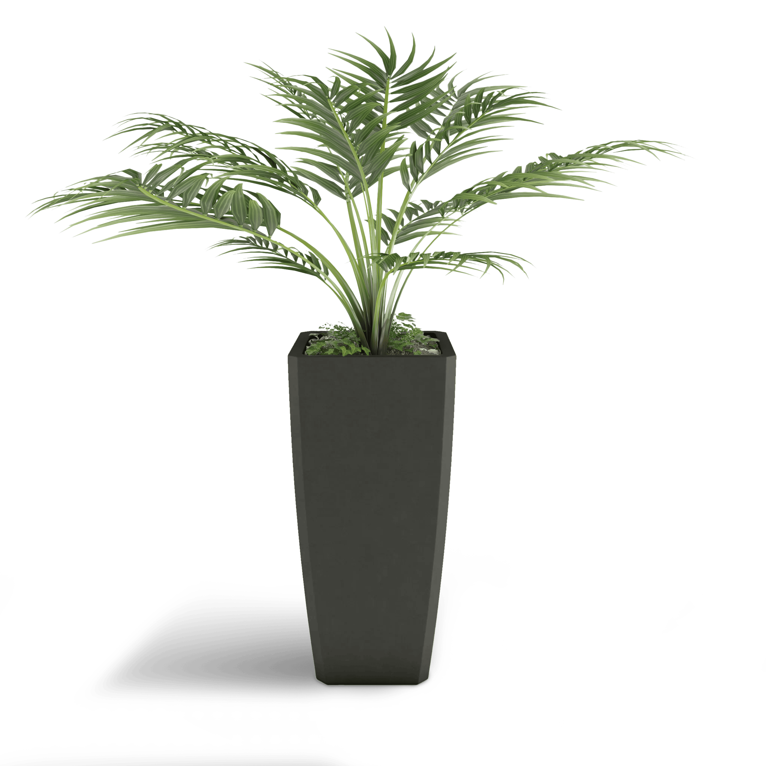 Quartet GFRC Planter in French Gray Color - planted