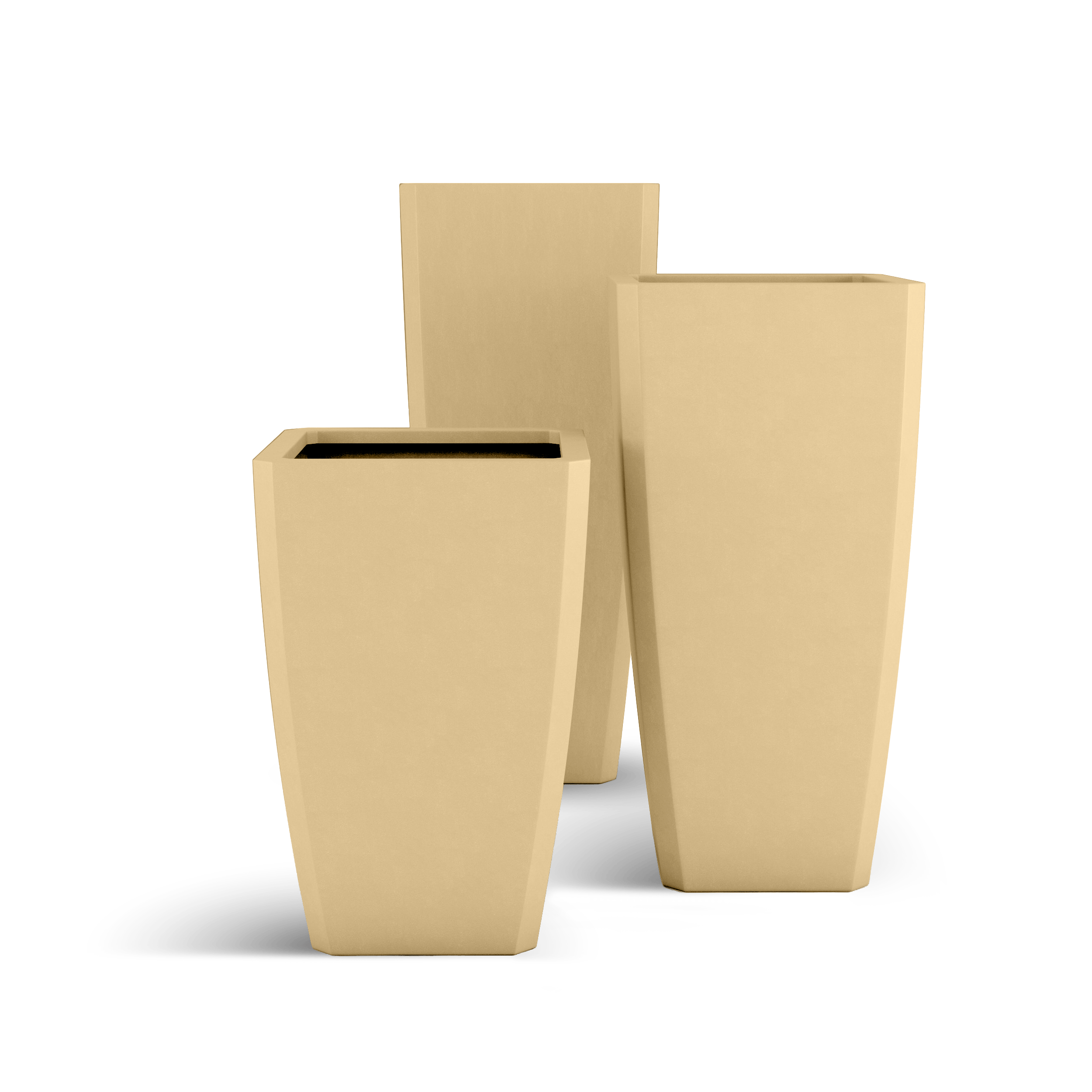 Quartet GFRC Planter in Golden Sandstone Color - all sizes