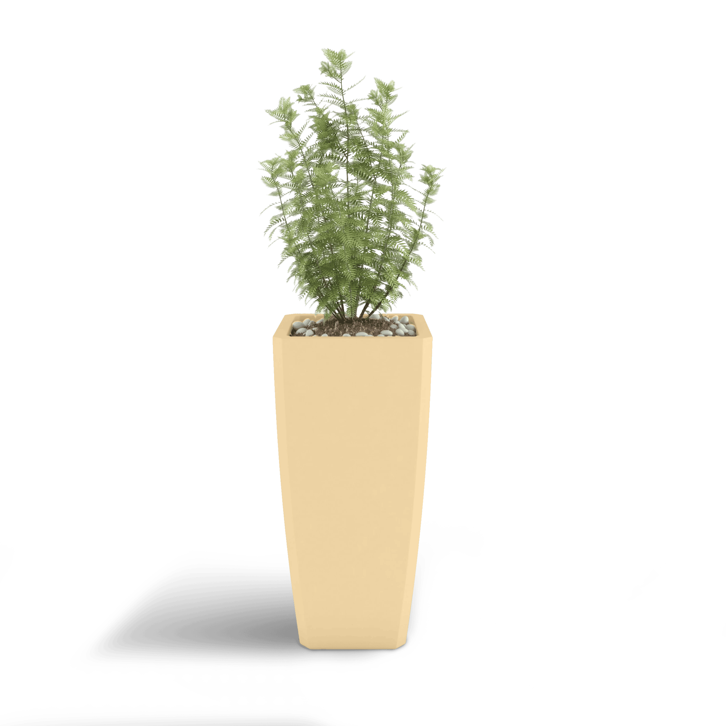 Quartet GFRC Planter in Golden Sandstone Color - planted