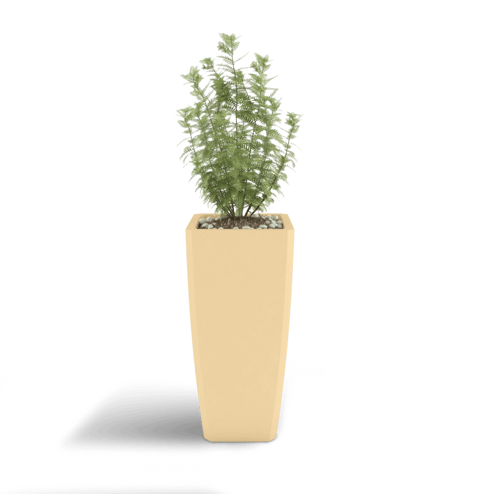 Quartet GFRC Planter in Golden Sandstone Color - planted
