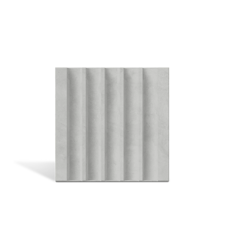 ROMA Flute Gray 3D concrete wall tile – fluted channel relief · ModaConcrete
