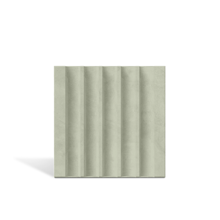 ROMA Flute Sage 3D concrete wall tile – fluted channel relief · ModaConcrete