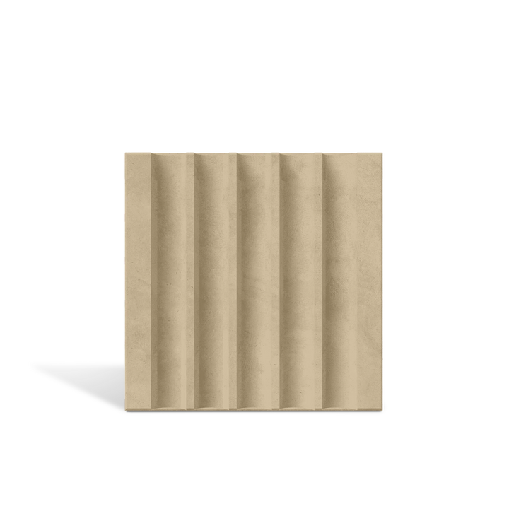 ROMA Flute Sand 3D concrete wall tile – fluted channel relief · ModaConcrete