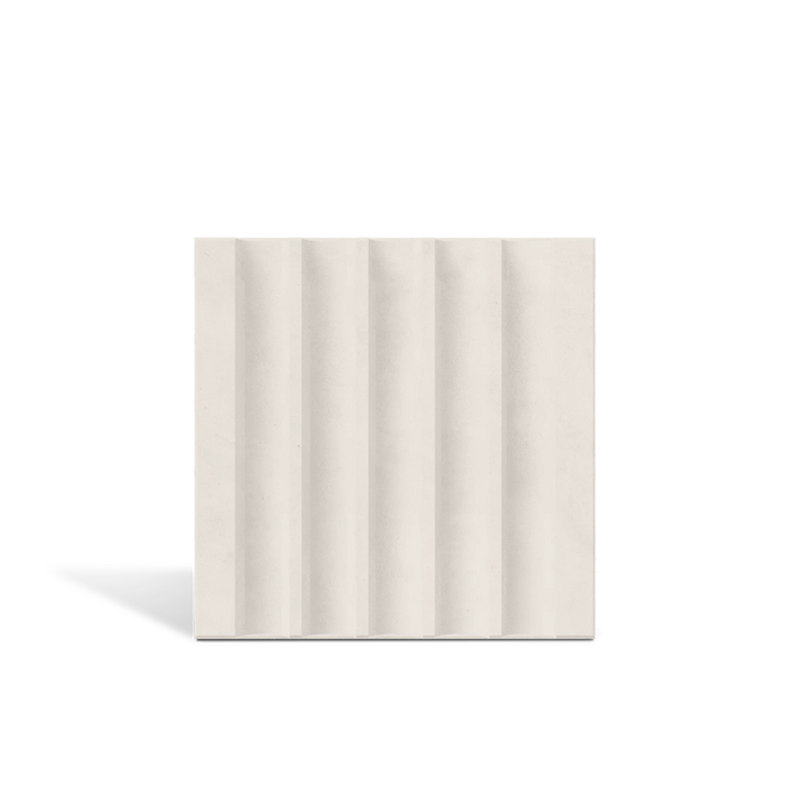 ROMA Flute White 3D concrete wall tile – fluted channel relief · ModaConcrete