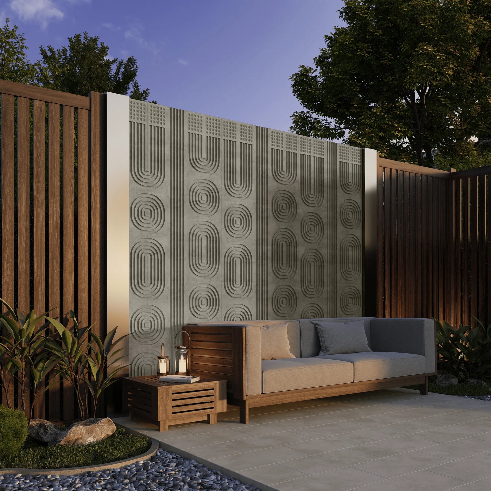 ROMA 3D concrete wall tile in Gray — feature wall lifestyle by ModaConcrete