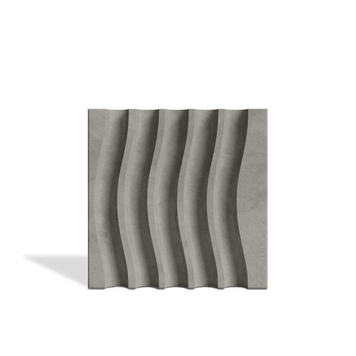 ROMA Waves Graphite 3D concrete wall tile – flowing wave relief · ModaConcrete