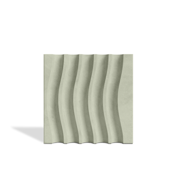 ROMA Waves Sage 3D concrete wall tile – flowing wave relief · ModaConcrete