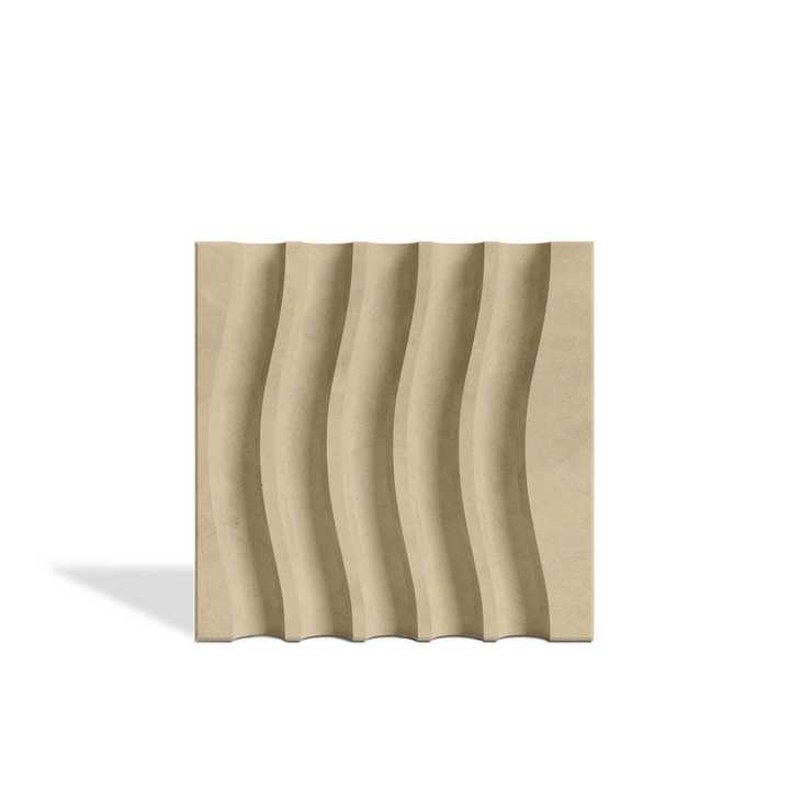 ROMA Waves Sand 3D concrete wall tile – flowing wave relief · ModaConcrete