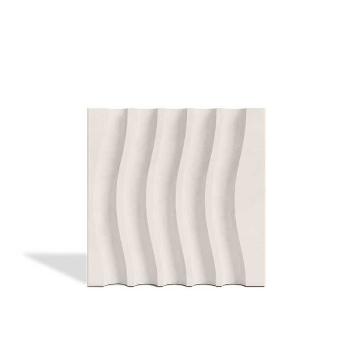 ROMA Waves White 3D concrete wall tile – flowing wave relief · ModaConcrete