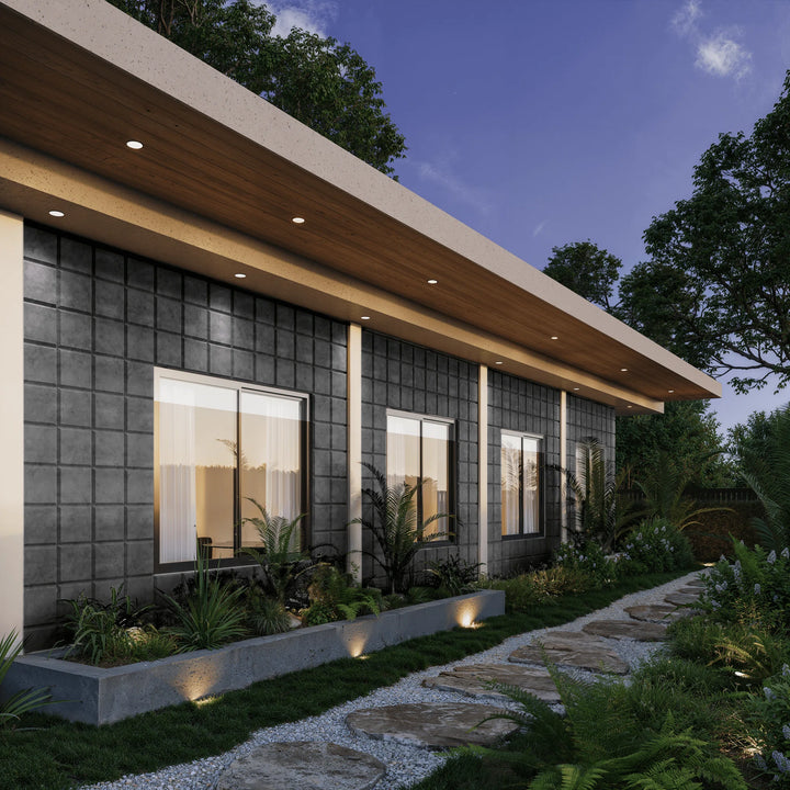 VELA Graphite 3D concrete wall tile – shallow relief, feature wall installation · ModaConcrete