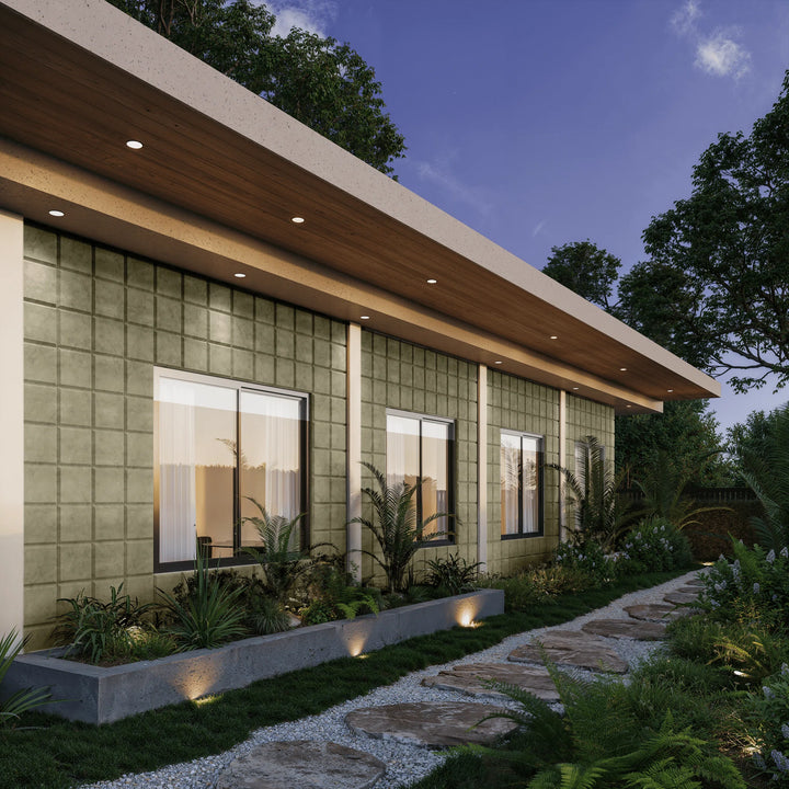 VELA Sage 3D concrete wall tile – shallow relief, feature wall installation · ModaConcrete