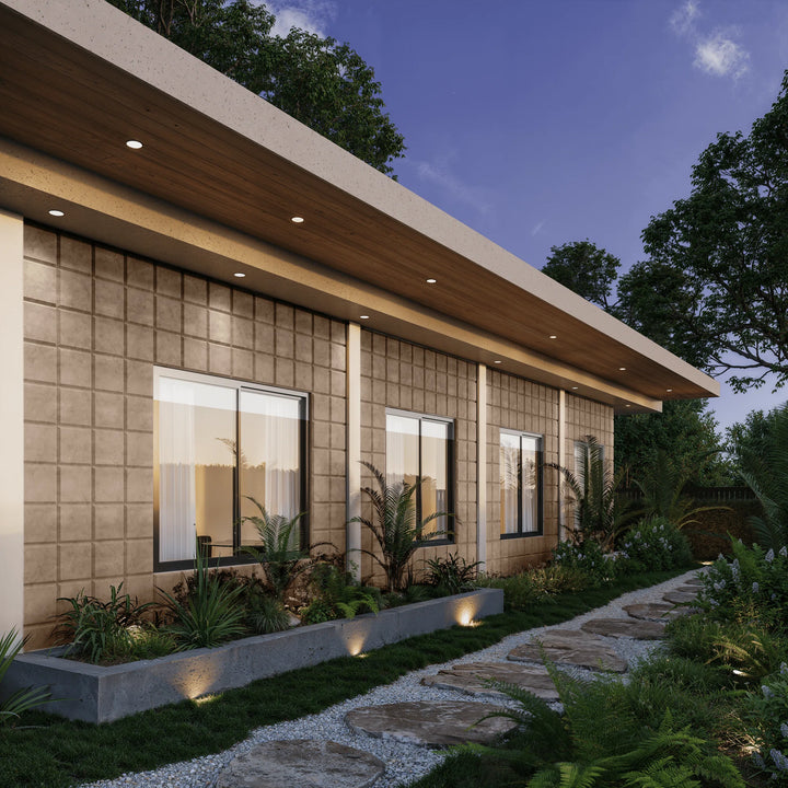 VELA Sand 3D concrete wall tile – shallow relief, feature wall installation · ModaConcrete