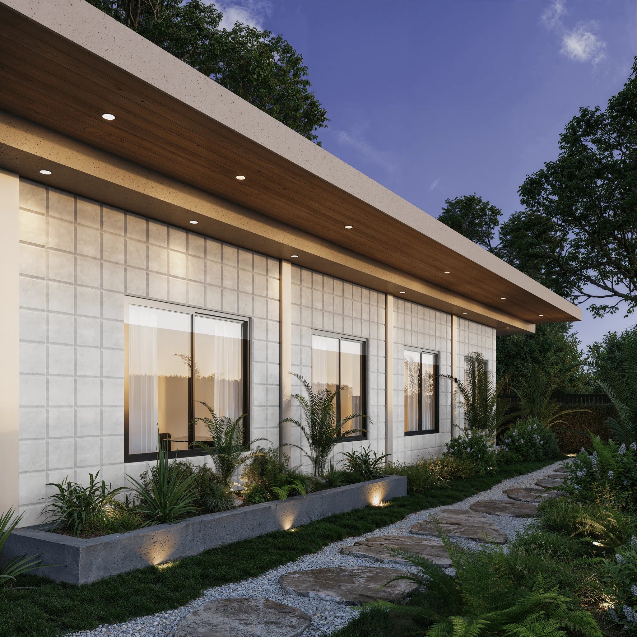 VELA White 3D concrete wall tile – shallow relief, feature wall installation · ModaConcrete