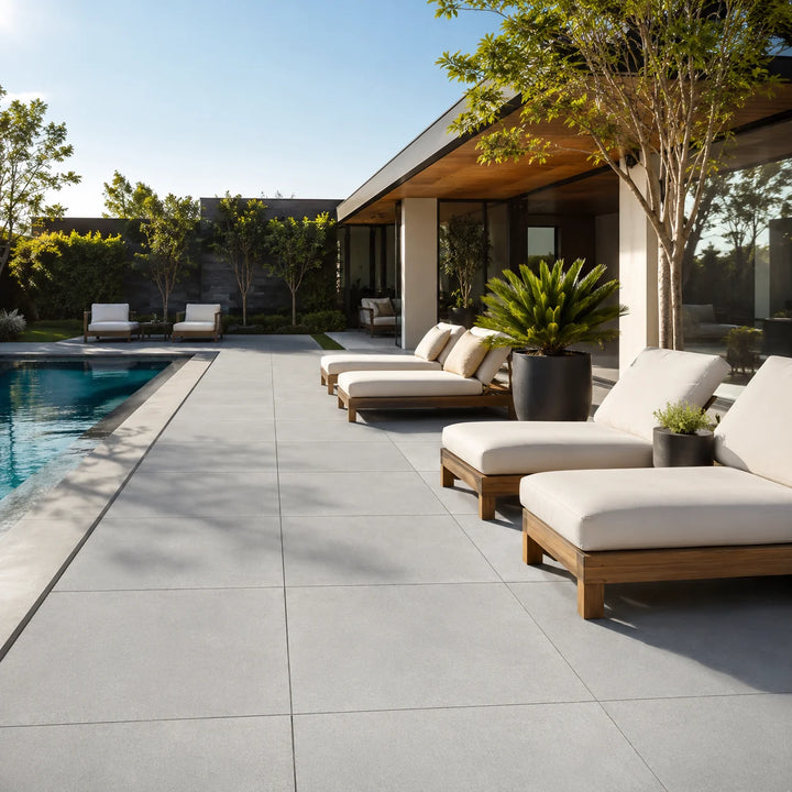 ModaPAVE 24x24 pedestal concrete paver in Platinum — render view | ModaConcrete outdoor hardscape