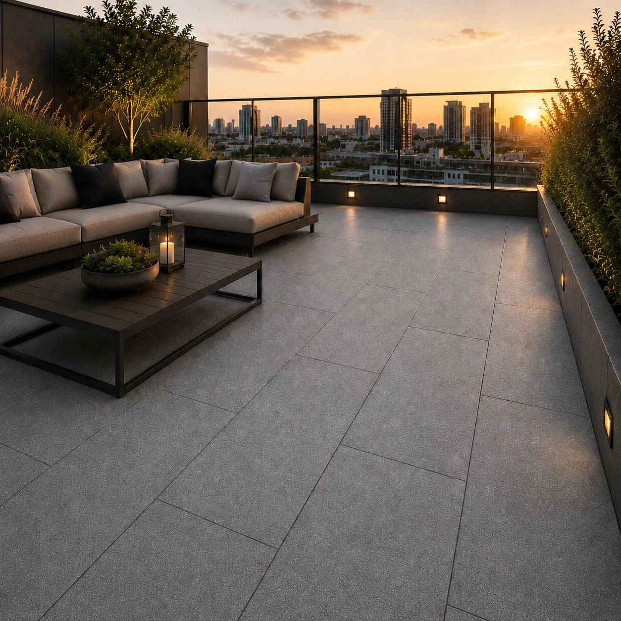 ModaPAVE 32x16 pedestal concrete paver in Graphite — render view | ModaConcrete outdoor hardscape