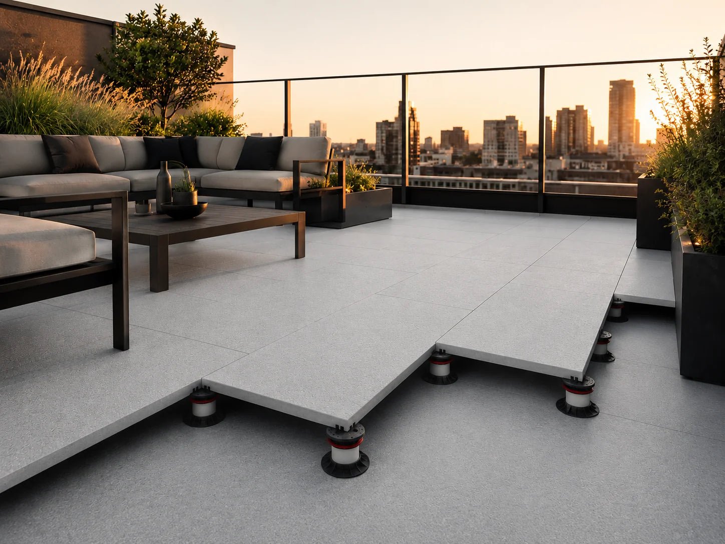 ModaPAVE 32x16 pedestal concrete paver in Gray — render view | ModaConcrete outdoor hardscape