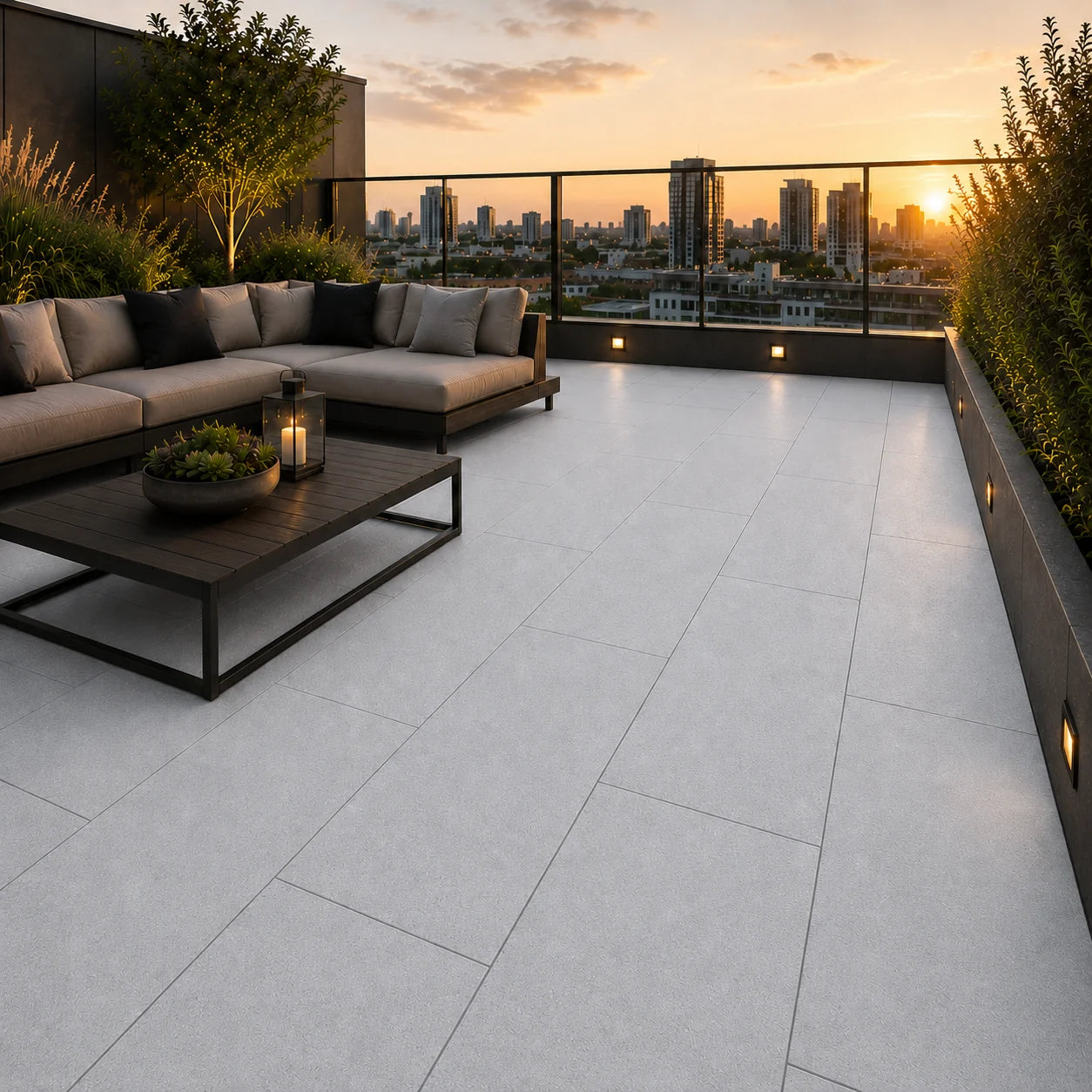 ModaPAVE 32x16 pedestal concrete paver in Platinum — render view | ModaConcrete outdoor hardscape