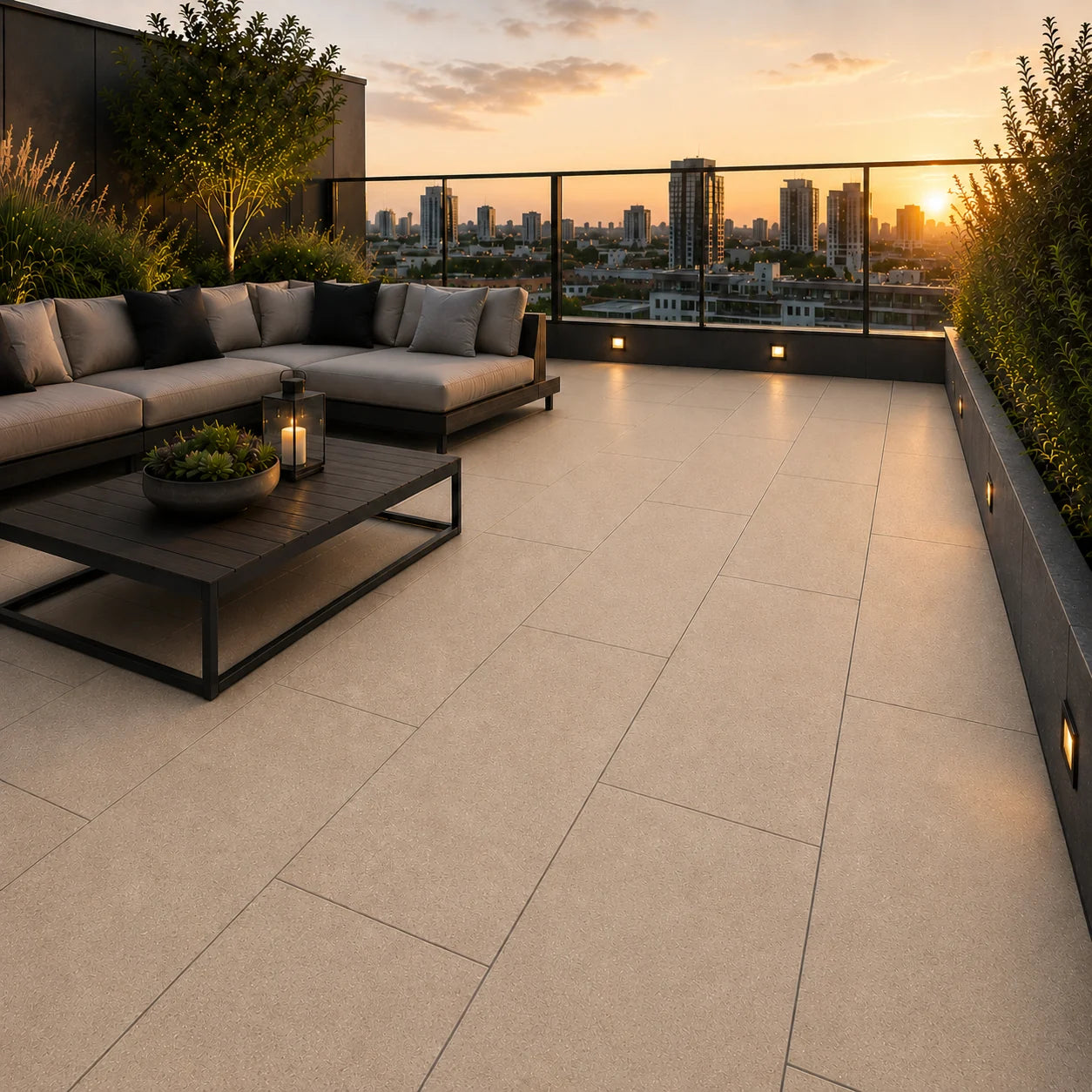 ModaPAVE 32x16 pedestal concrete paver in Sand — render view | ModaConcrete outdoor hardscape