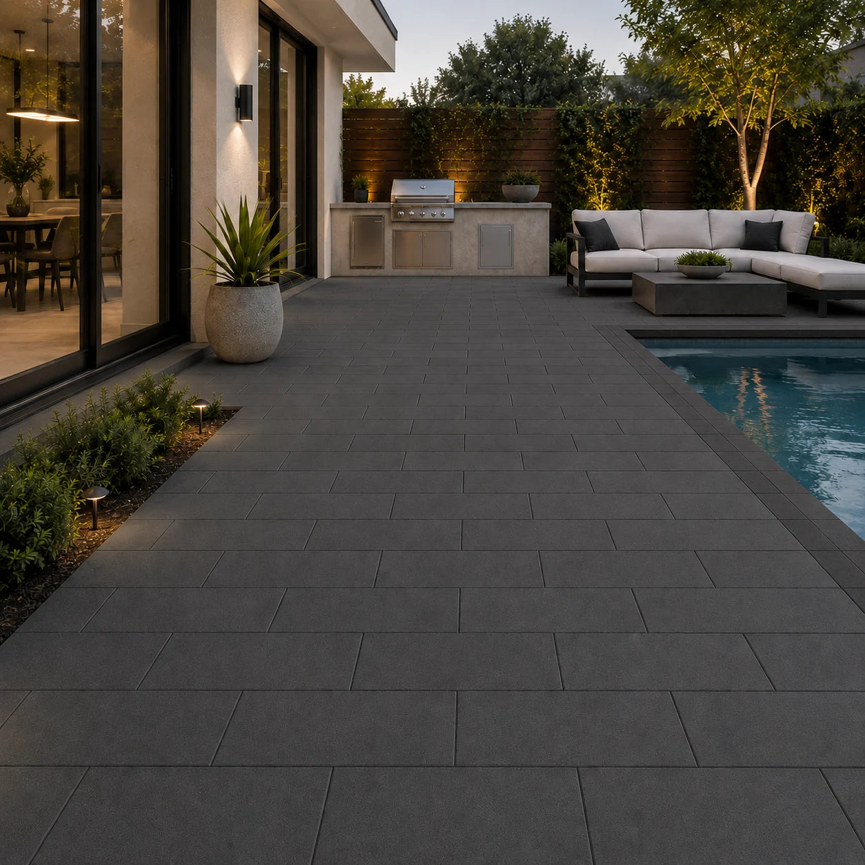 ModaPAVE Hyperion HyperCast concrete paver in Graphite — render view | ModaConcrete outdoor hardscape