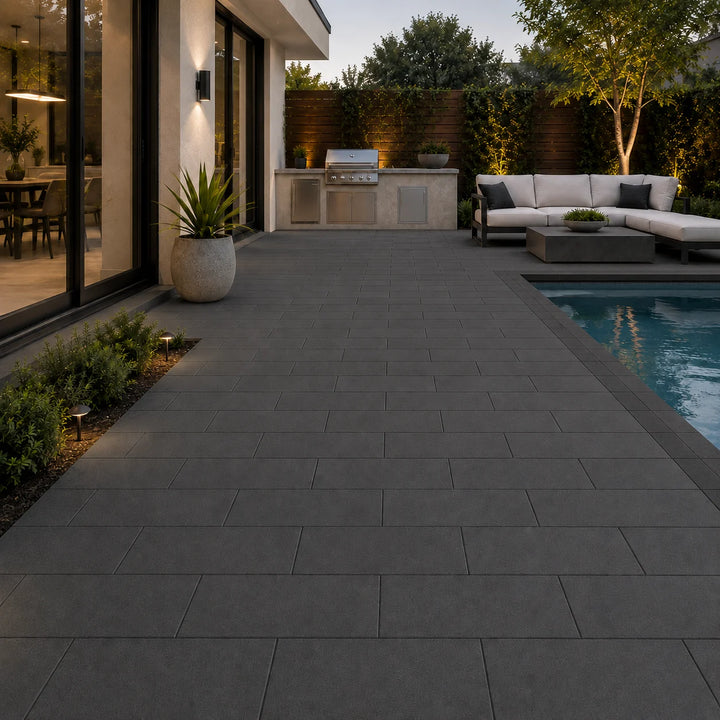 ModaPAVE Hyperion HyperCast concrete paver in Graphite — render view | ModaConcrete outdoor hardscape
