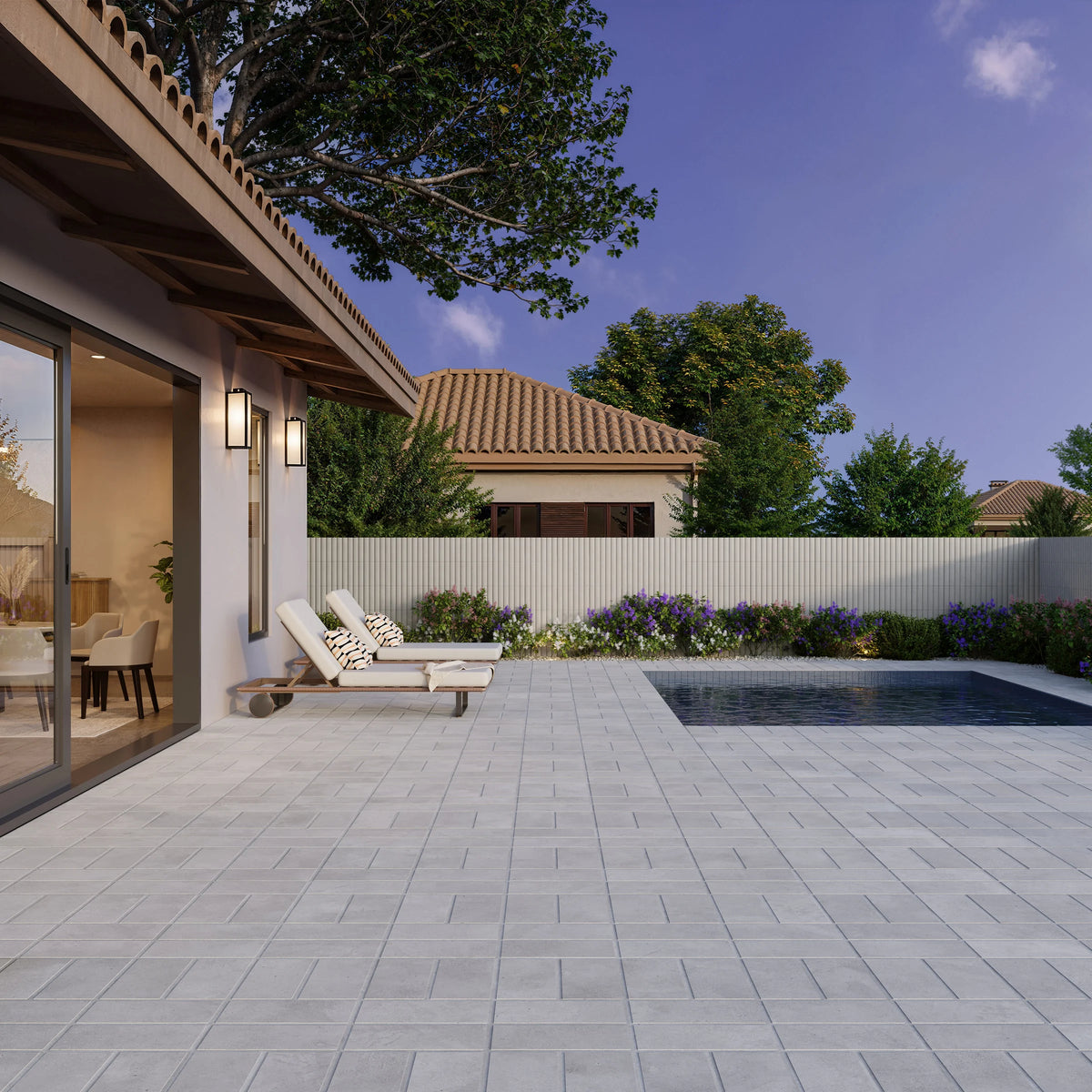 ModaPAVE Hyperion HyperCast concrete pavers in Gray — driveway lifestyle scene | ModaConcrete outdoor hardscape