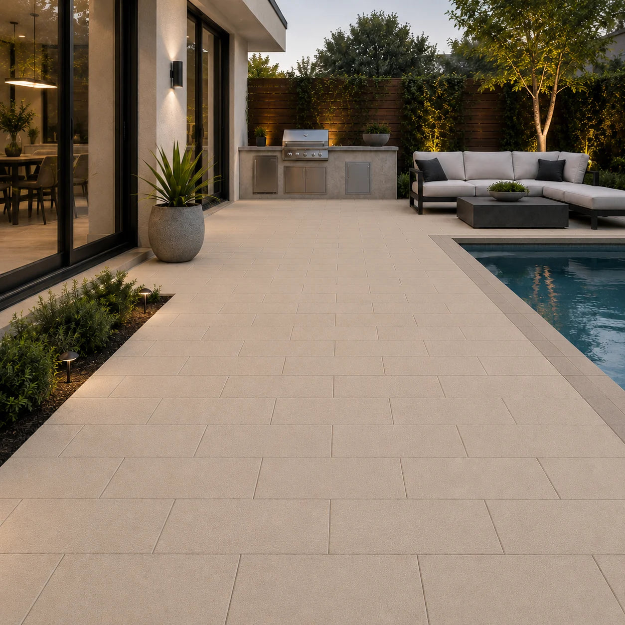 ModaPAVE Hyperion HyperCast concrete paver in Sand — render view | ModaConcrete outdoor hardscape