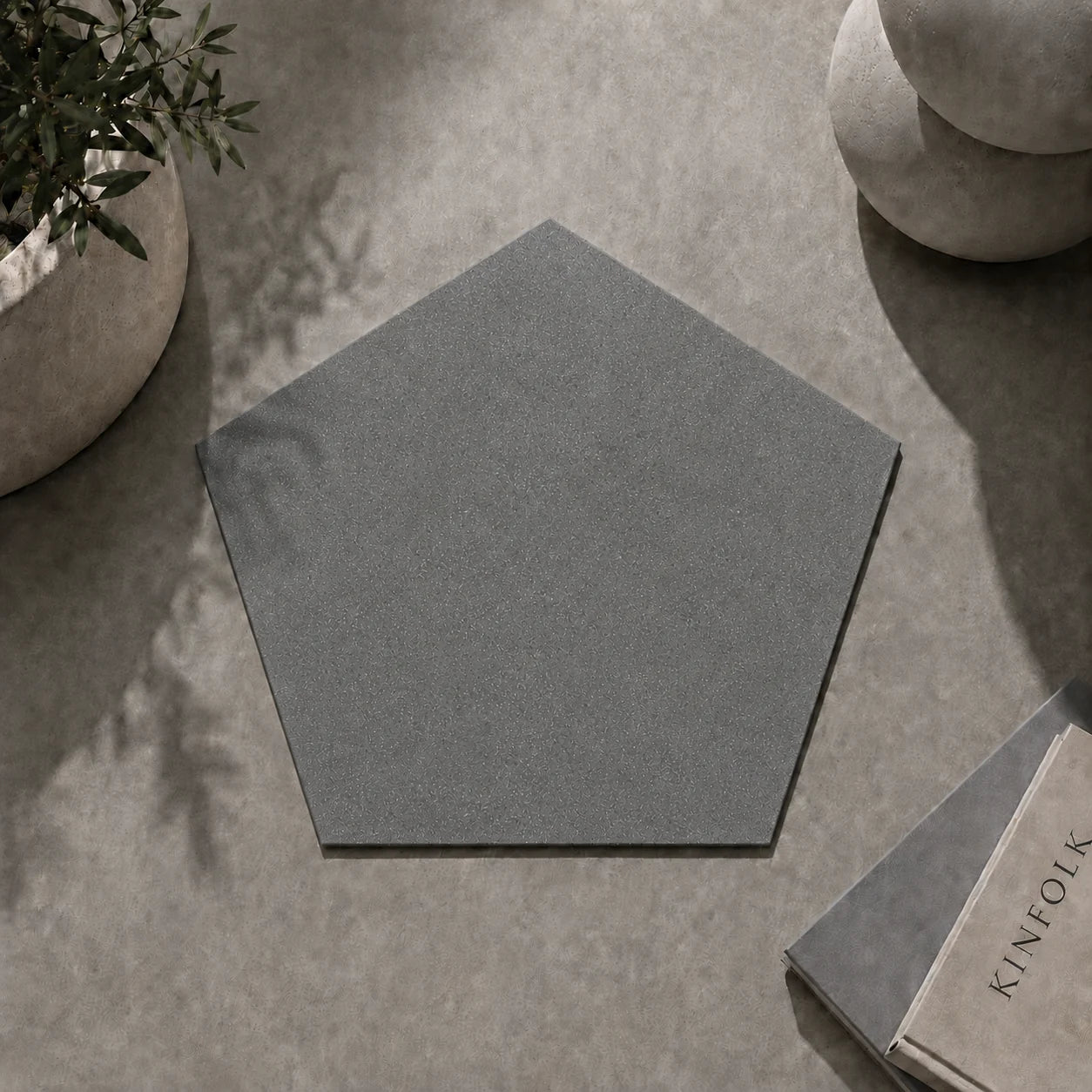 ModaPAVE pentagon concrete paver in Graphite — render view | ModaConcrete outdoor hardscape