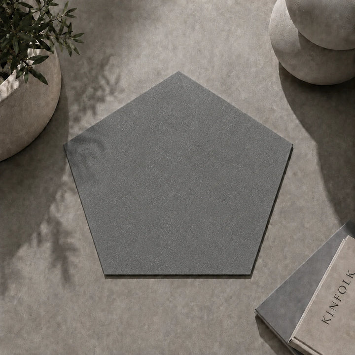 ModaPAVE pentagon concrete paver in Graphite — render view | ModaConcrete outdoor hardscape