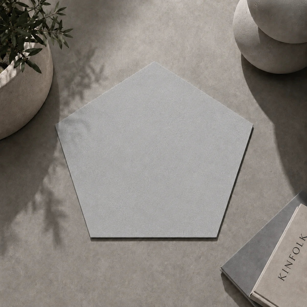 ModaPAVE pentagon concrete paver in Gray — render view | ModaConcrete outdoor hardscape