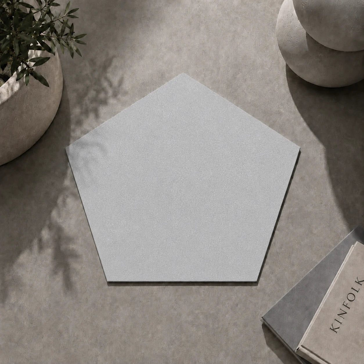 ModaPAVE pentagon concrete paver in Platinum — render view | ModaConcrete outdoor hardscape