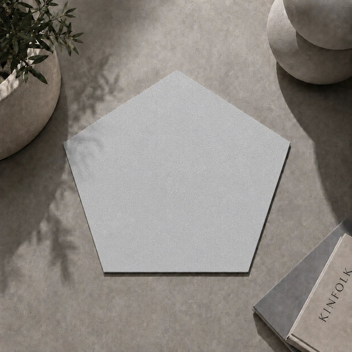 ModaPAVE pentagon concrete paver in Platinum — render view | ModaConcrete outdoor hardscape