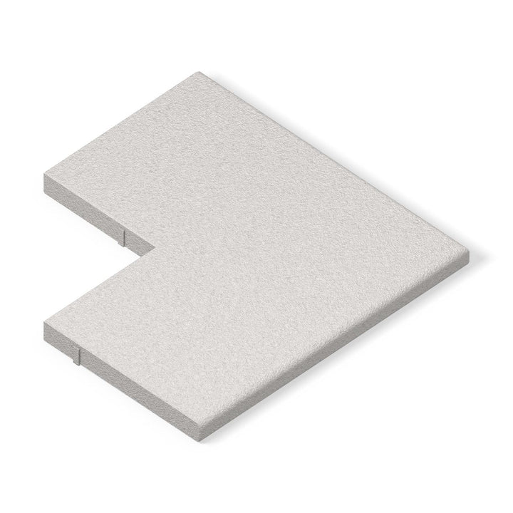 ModaPAVE outside corner concrete pool coping in White, bullnose wrapping both outer edges, three-quarter view