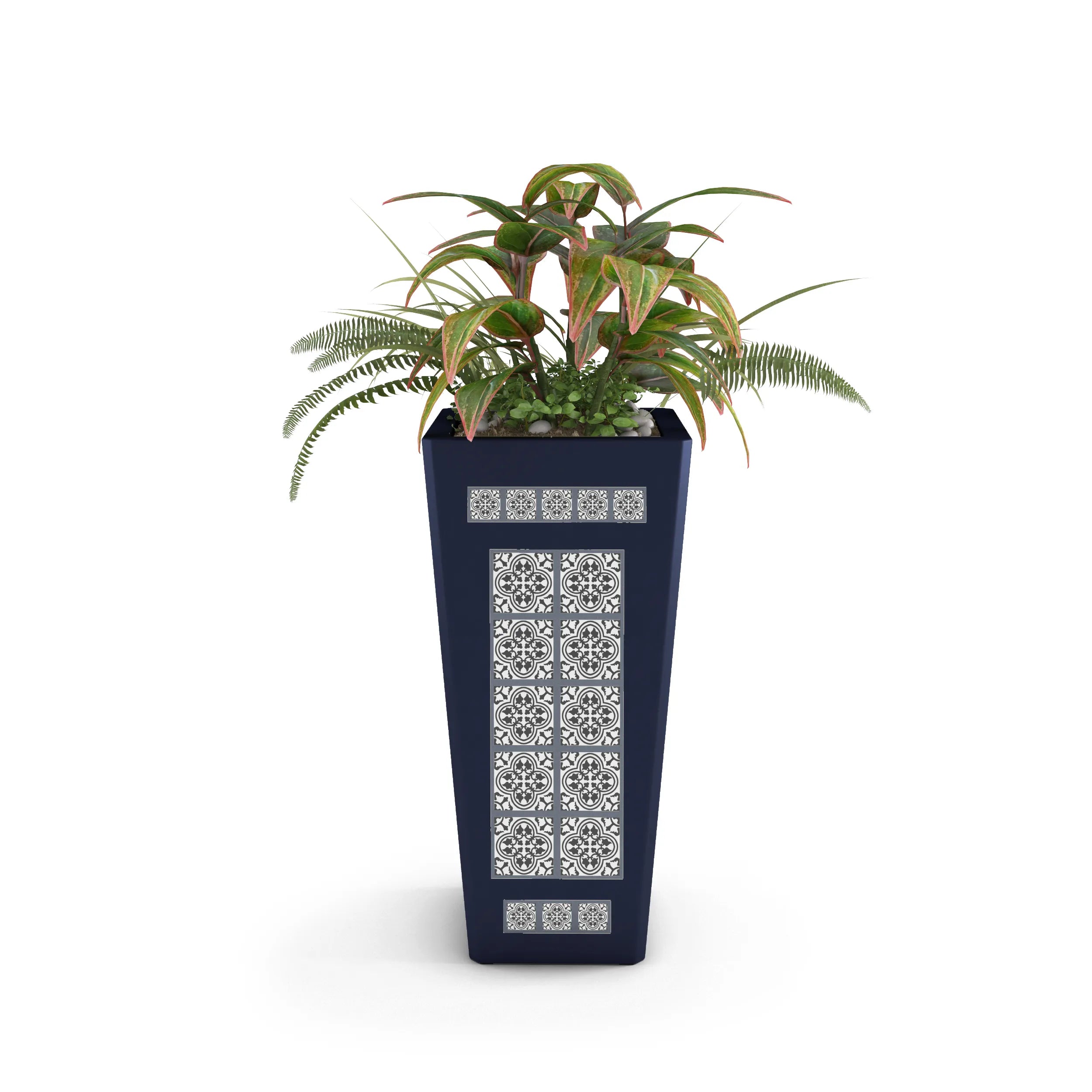 Mosaic Outdoor Planters Linear Sage Burst Graphite