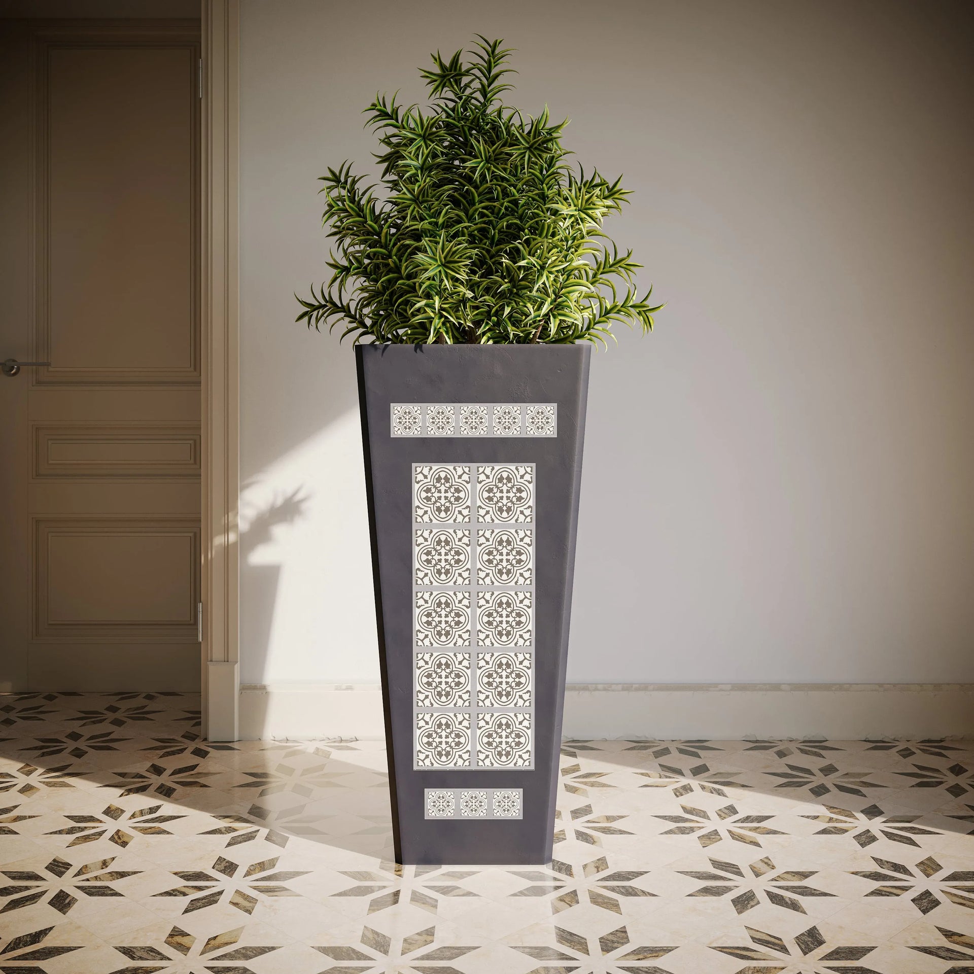 Mosaic Outdoor Planters Linear Sage Burst Smokey Blue