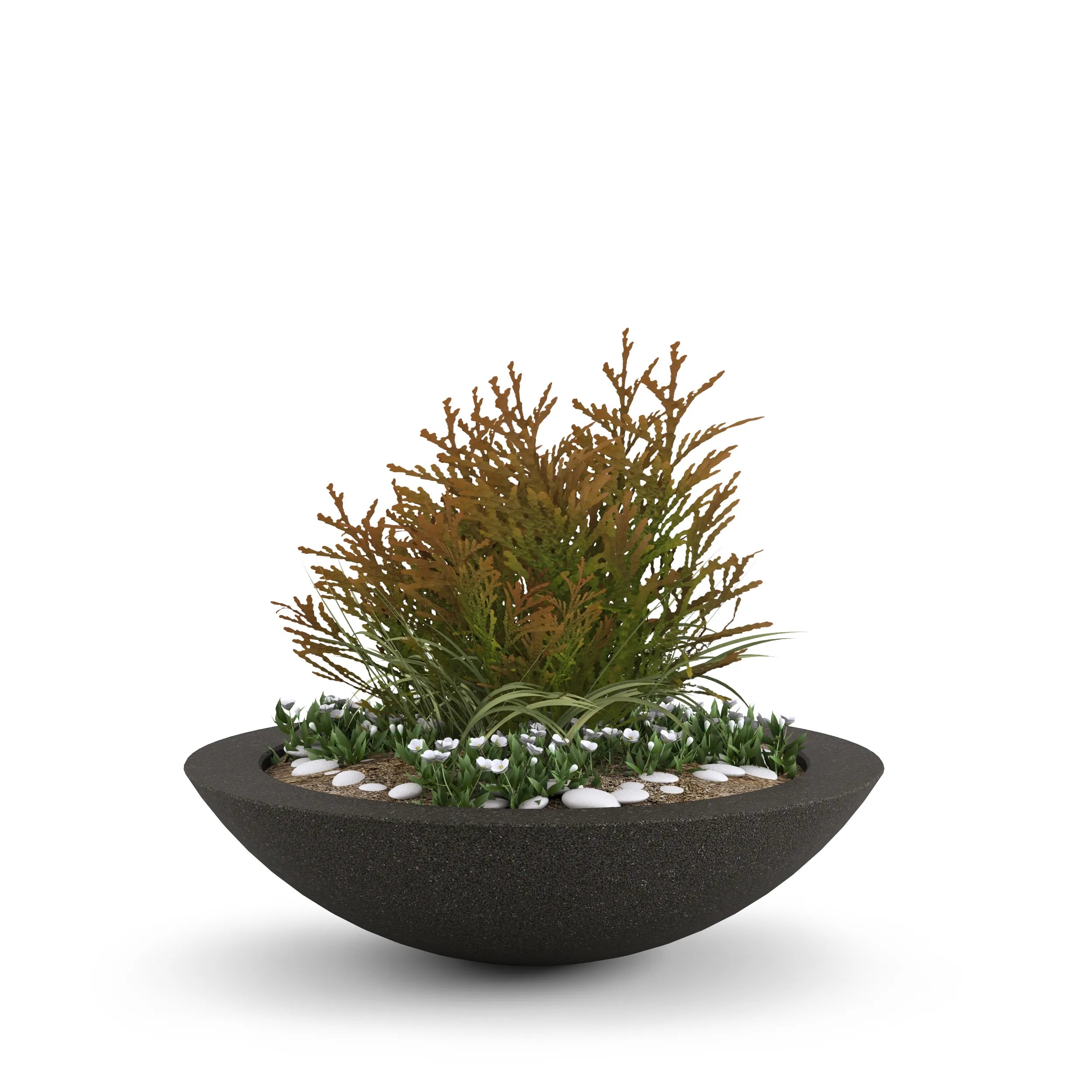 Oceanside Outdoor Shallow Planter Small Graphite
