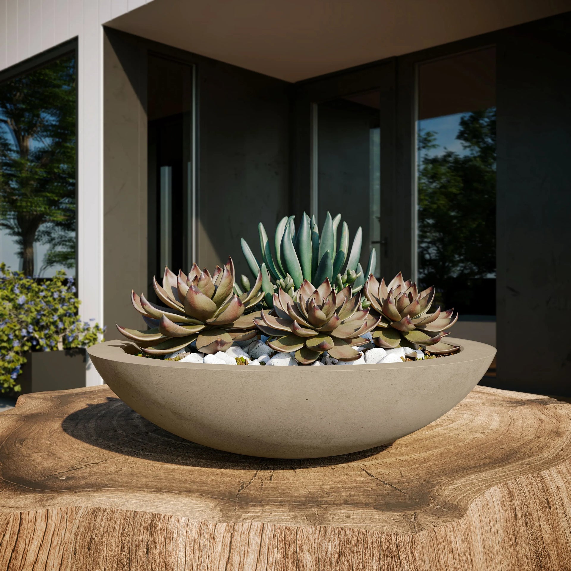 Oceanside Outdoor Shallow Planter Small White
