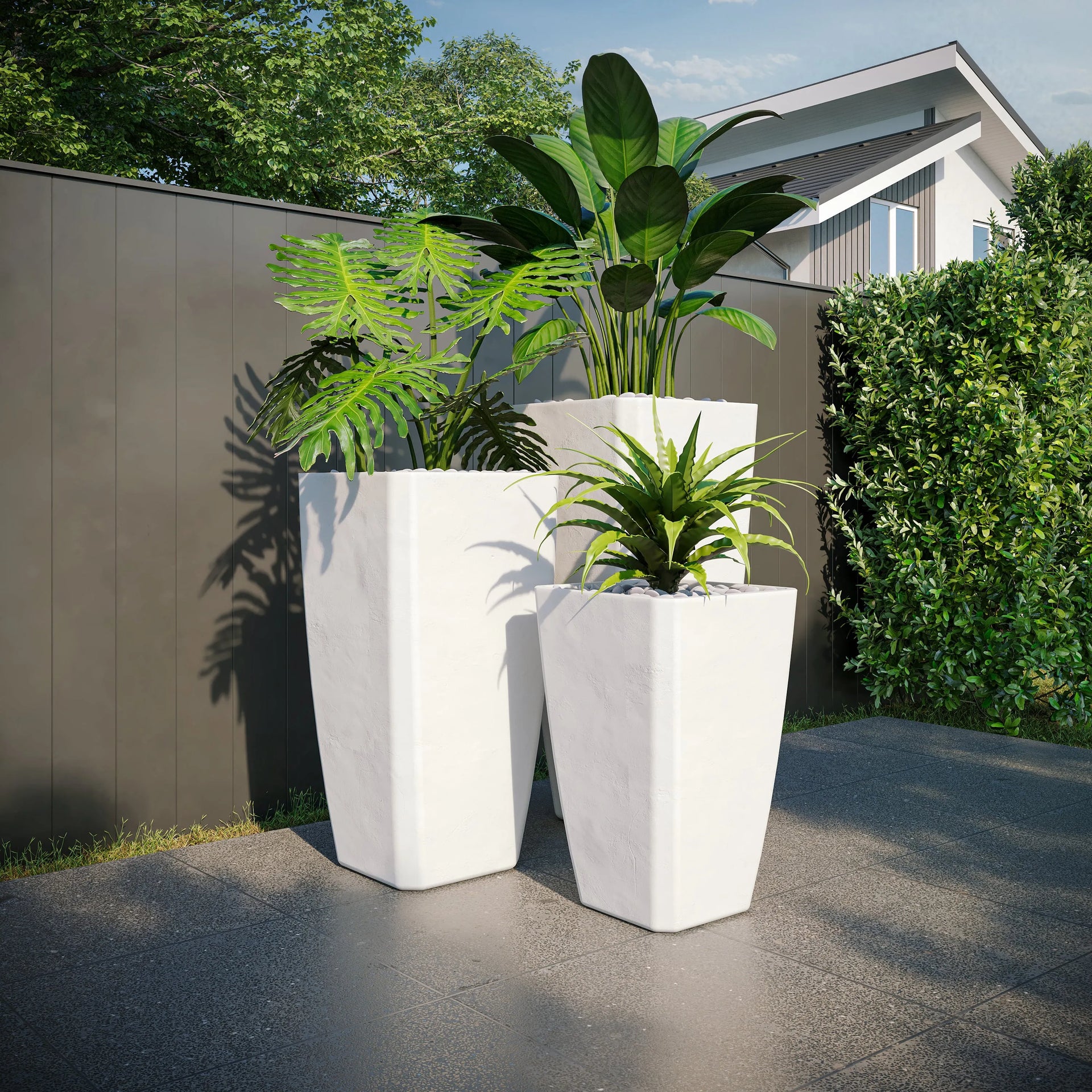 Quartet Large Planter Small Planter 27" H x 18" W White