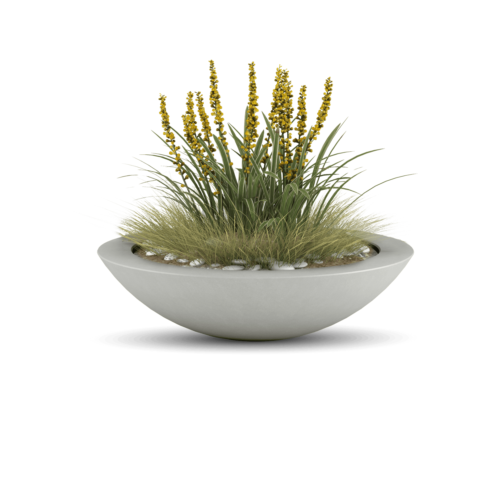 Oceanside Outdoor Dover Blue Shallow Planter with Plants