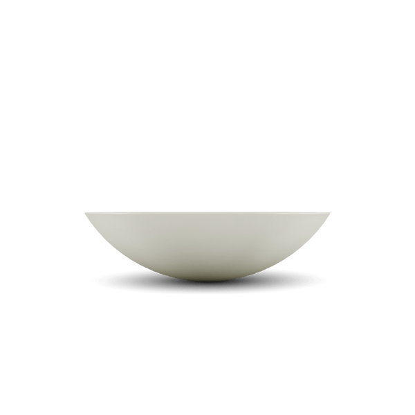 Oceanside ModaCAST GFRC shallow bowl planter in White, side profile studio render