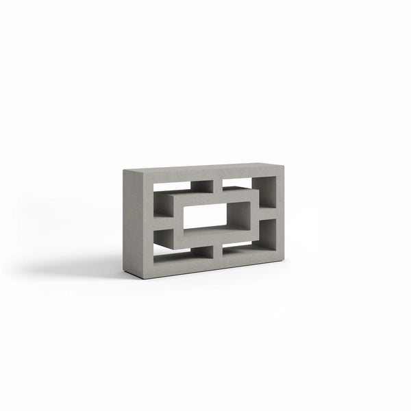 ModaBLOK TERRA concrete breeze block, angled studio render of the rectangular screen pattern