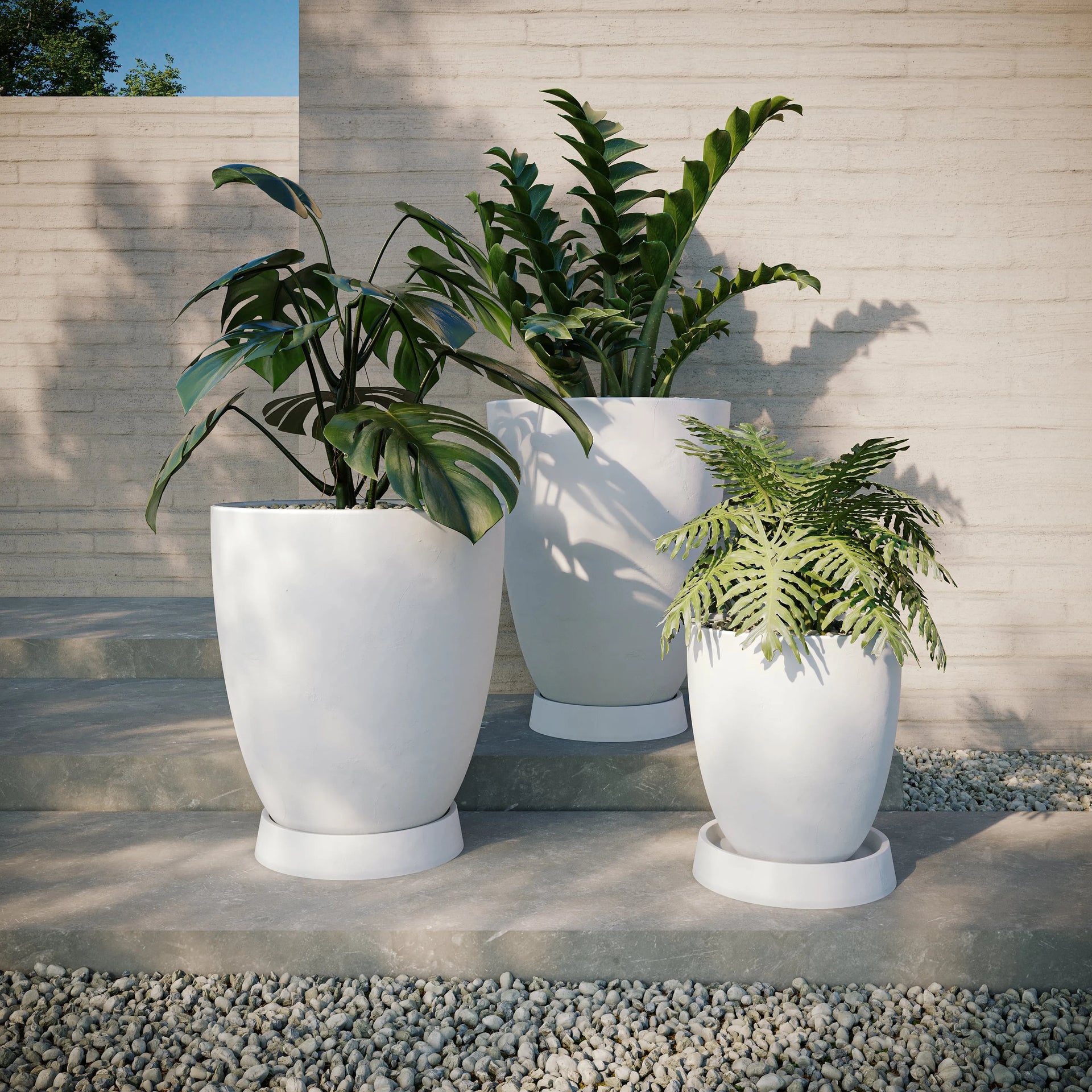 Terra Lightweight Planter Fiber Series Medium White